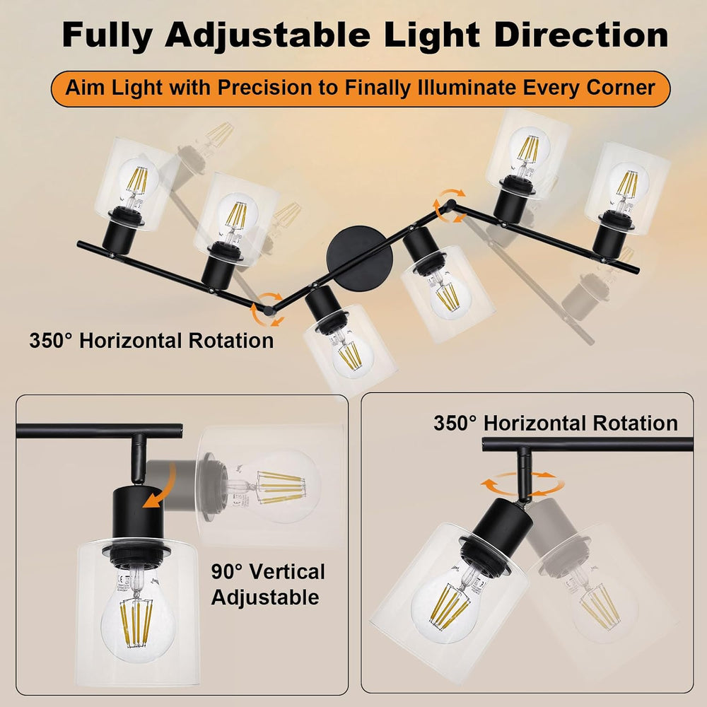 HiBay 6-Light Black Track Lighting Fixture Ceiling, Adjustable Spotlights