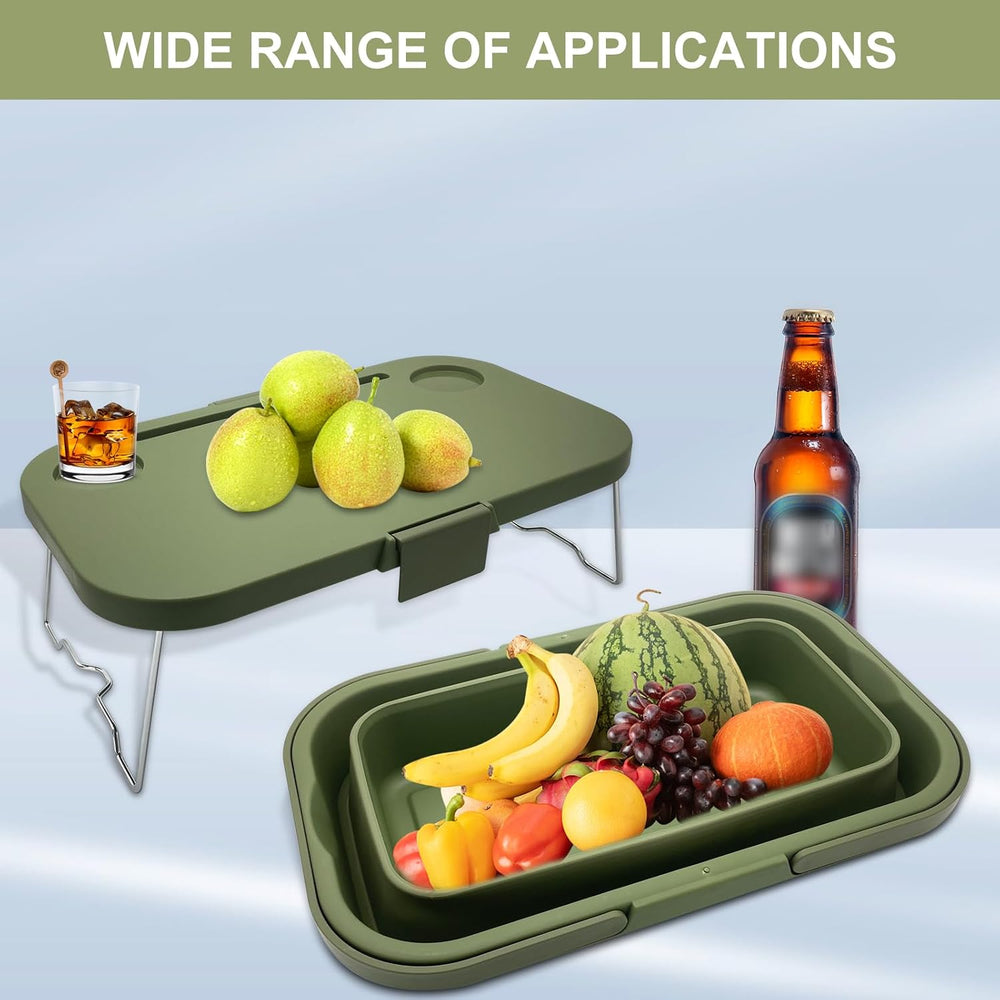 Foldable Picnic Basket Car Trunk Organiser Green
