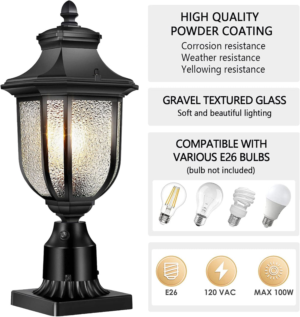 Dusk to Dawn Outdoor Post Lights Light Hardwired 120V with Pier Mount Base, A...