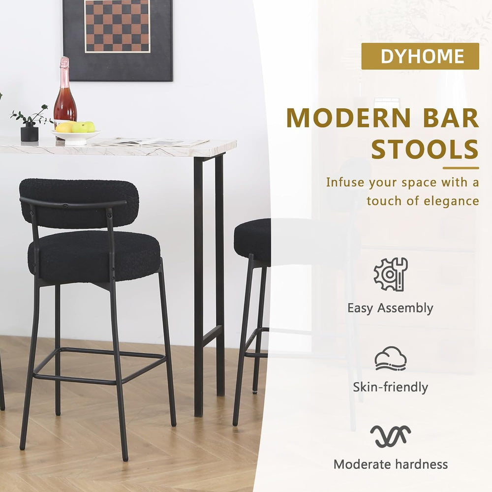 DYHOME Bar Stools Set of 2,Black 28 inch Counter Height Bar Stools with Curve...