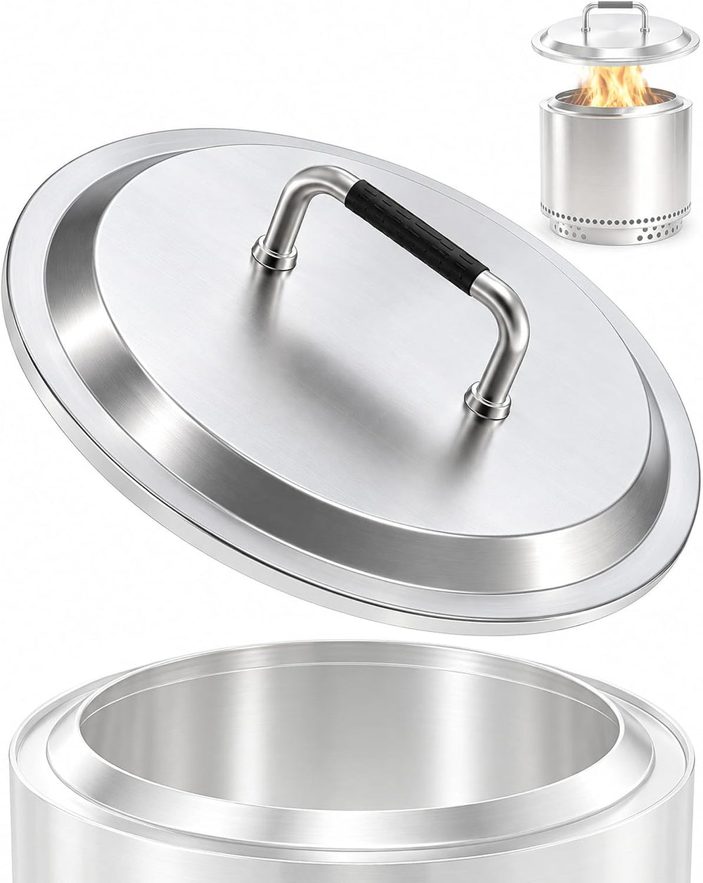 Fire Pit Lid for Solo Stove Ranger 2.0 & 1.0 Accessories, Stainless Steel