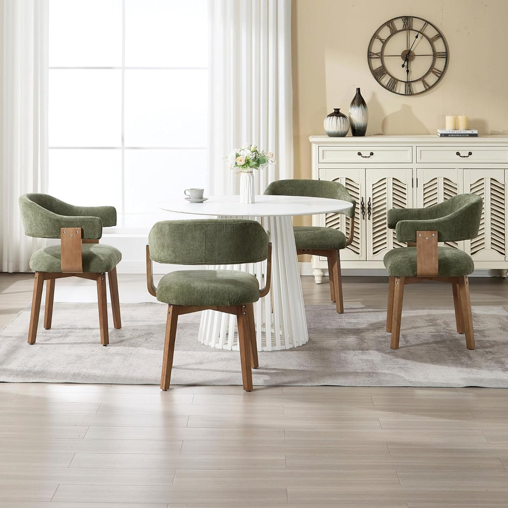 ROCITY Green Dining Chairs Set of 4 Upholstered Dining Room Chairs, Mid Centu...