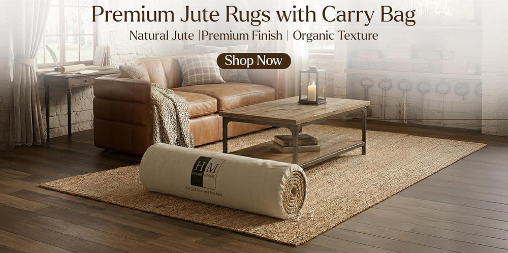 HOMEMONDE Solid Braided Jute Area Rug | 8' x 10' | Natural
