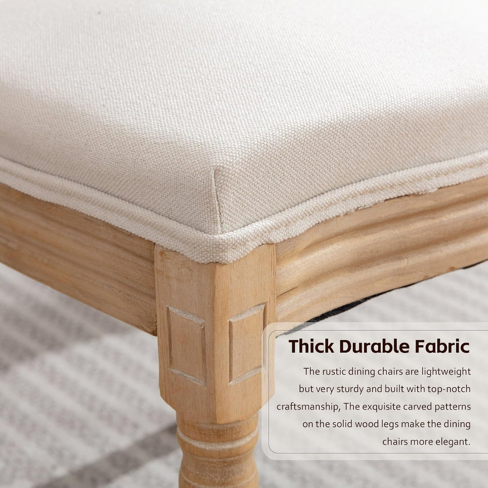 French Country Dining Chairs, Beige Linen, Set of 4