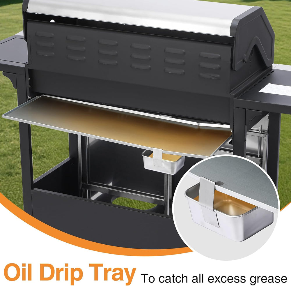 6 Burner Propane Gas Grill with Side Burner, Cast Iron Grates & Griddle C...