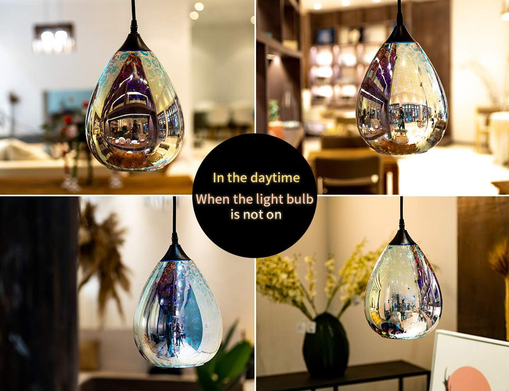 Yisuro Modern 3D Pendant Lights Kitchen Island 2 Pack, Farmhouse Colorful Gla...