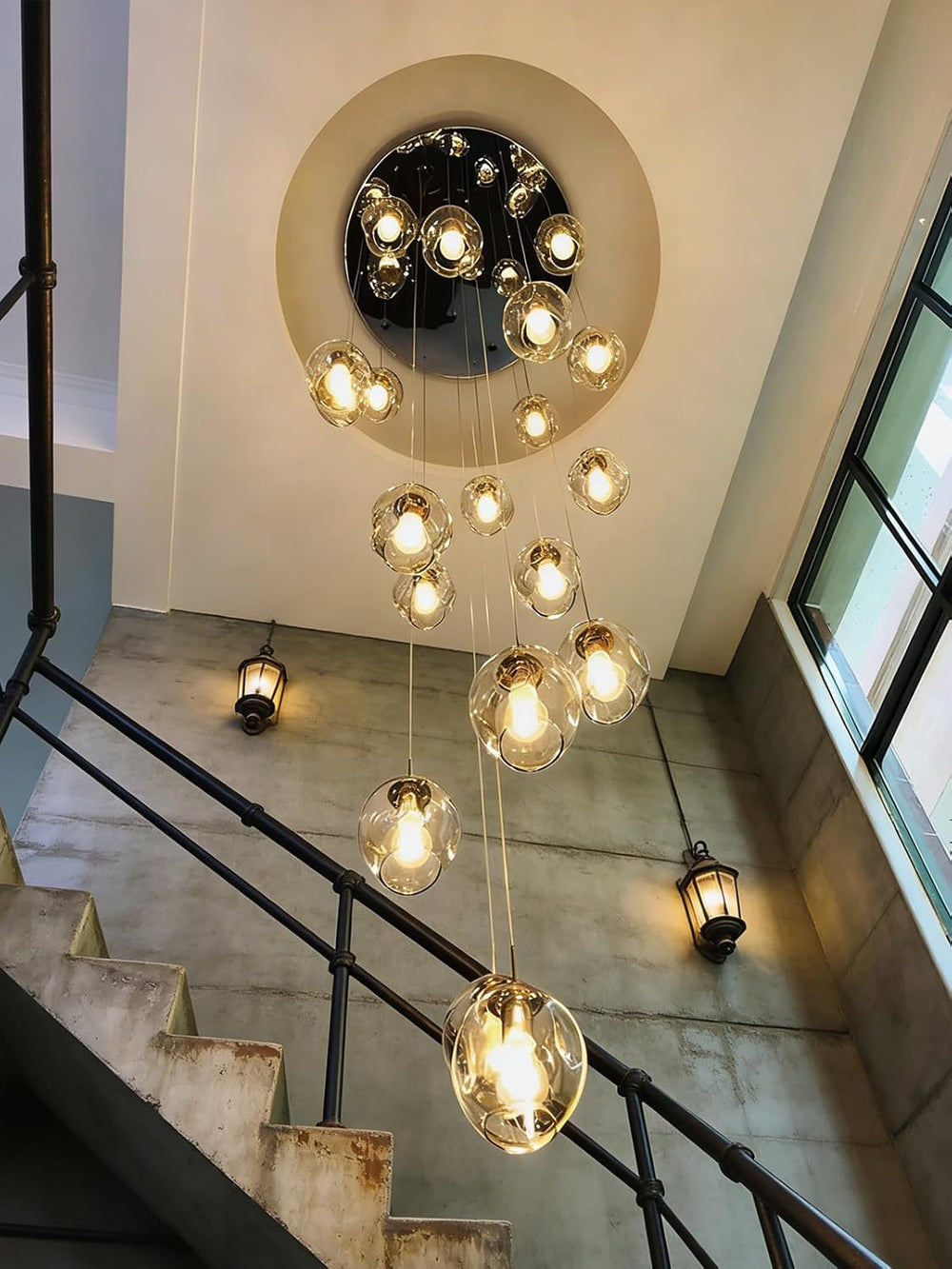 Long Chandeliers for High Ceilings,Modern Crystal Balls Pendant Light,Globe R...