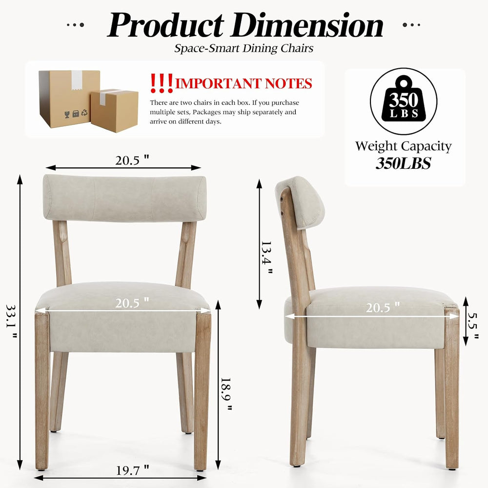 ZJhome Modern Dining Chairs Set of 2 – Mid-Century Modern Faux Leather Uphols...