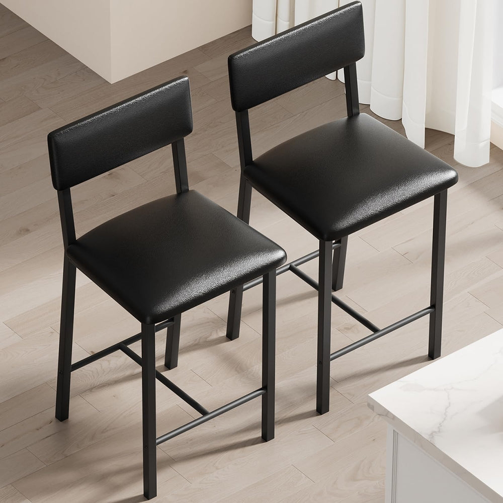 Garvee Bar Stools Set of 2, Kitchen Barstools Backrest and Footrest, Kitchen ...