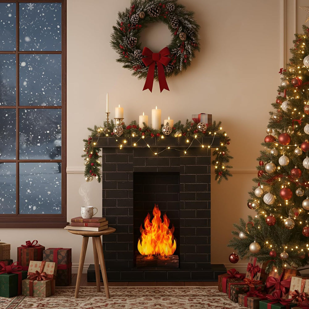 AmazingSpark 1 Set Christmas Corrugated Fireplace 35.5 x 29 x 8 Inch Cardboar...