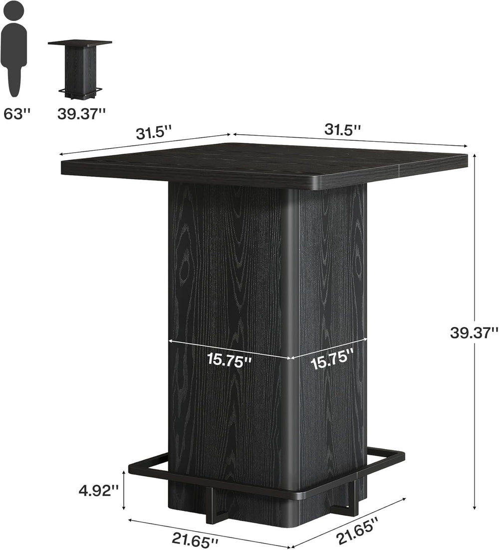 Tribesigns Bar Table, 39.37" High Square Pub Table for Small Bars, Dinin...