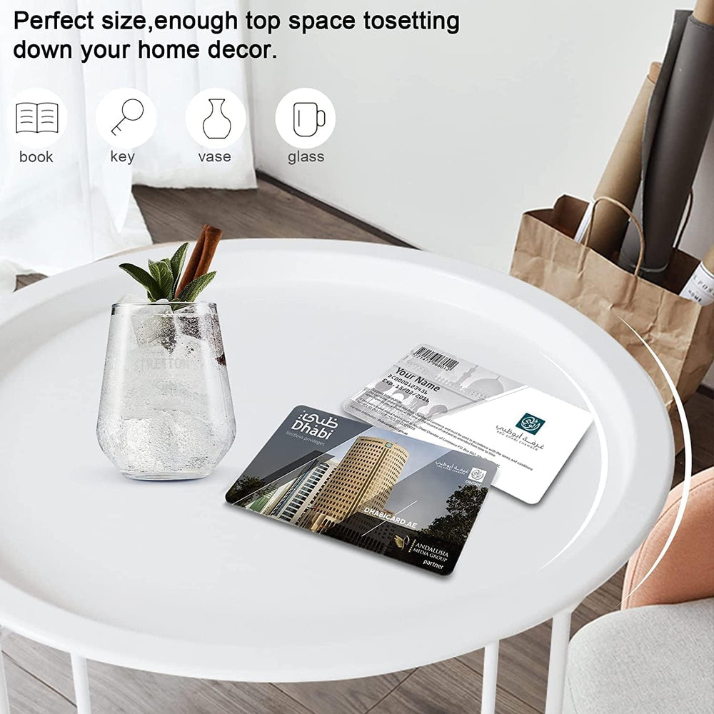 Garden 4 you End Table Metal Side Table Round Folding Tray Cyan Sofa Small Ac...