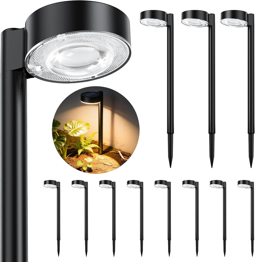 ELECLINK 12 Pack Solar Pathway Lights Outdoor, Solar Powered Landscape Path L...