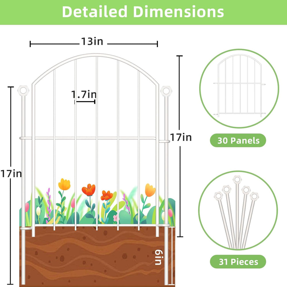 Decorative Garden Fence, 17in (H) x 30ft(L) No Dig Fence