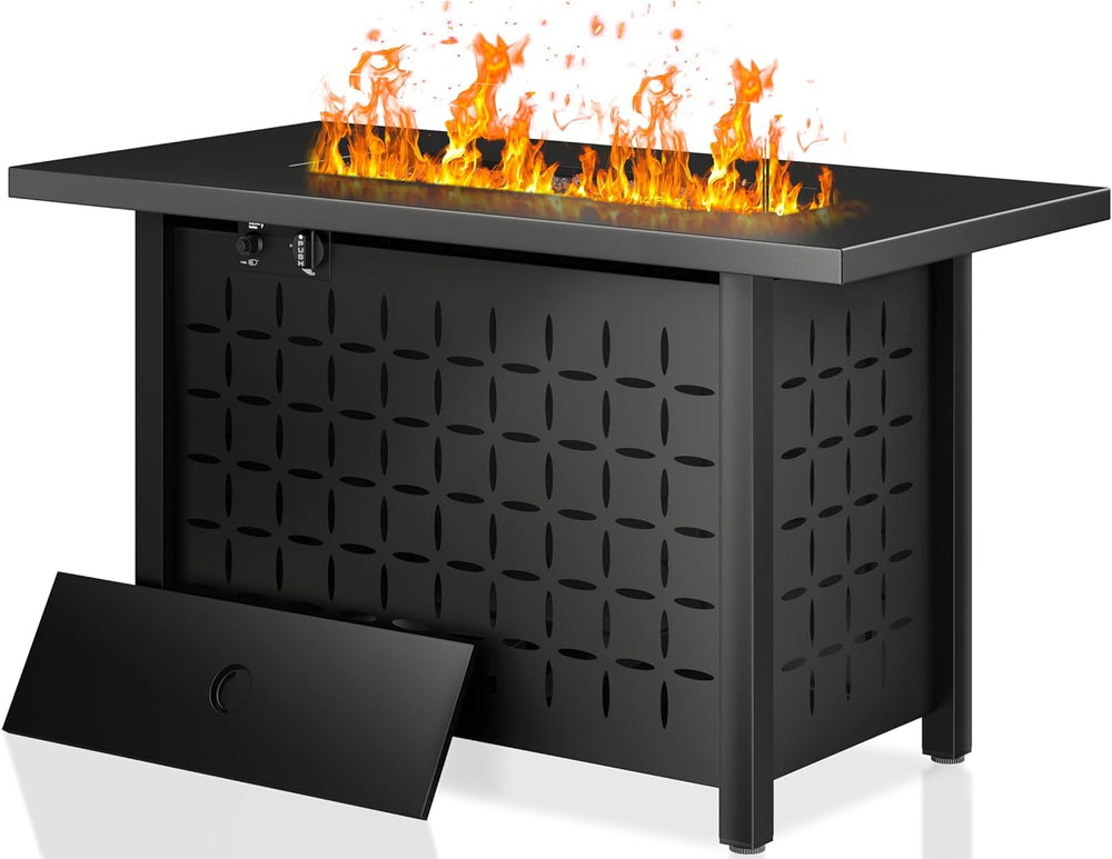 Shintenchi 43" Propane Fire Pit,60,000 BTU Gas Fire Pit Table,Black