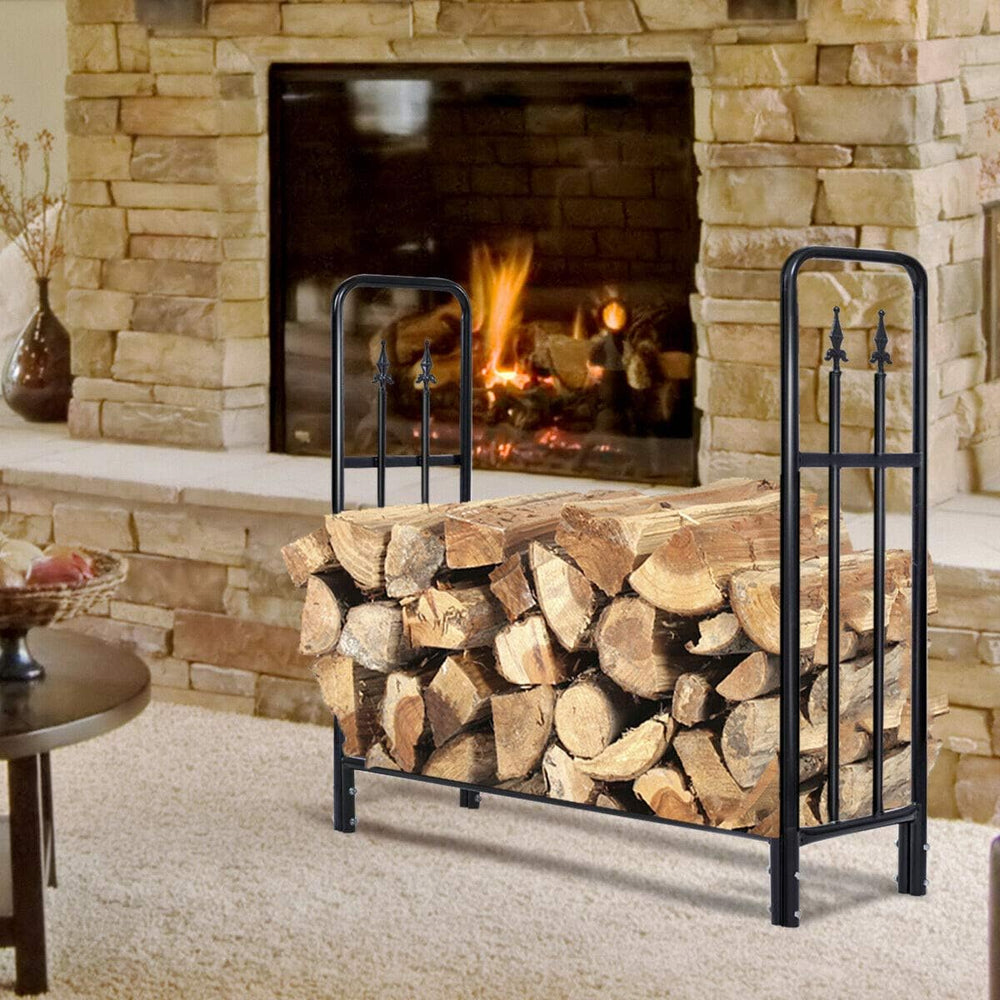 Goplus Firewood Log Rack Indoor Outdoor Fireplace Storage Holder Logs Heavy D...