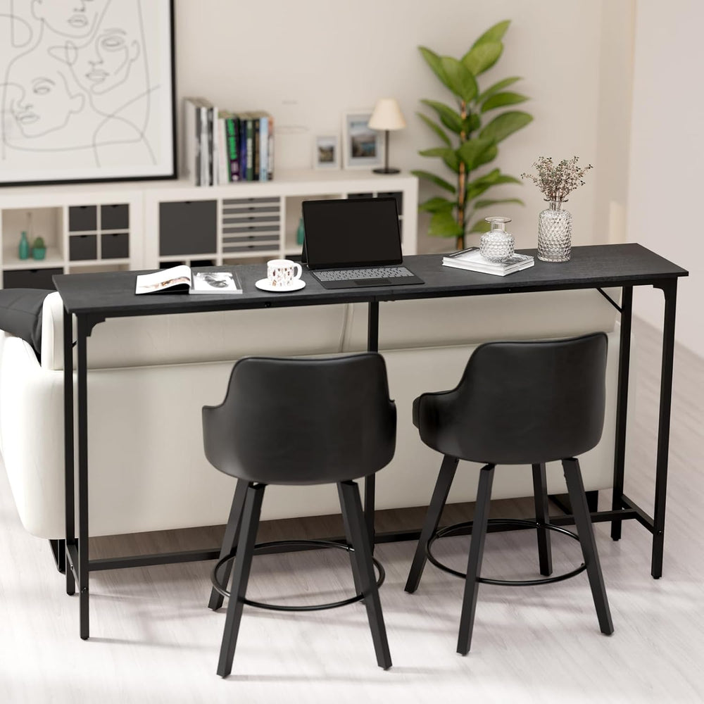 VINGLI 71 Inch Bar Table, Rectangular Counter Height Home Pub Table, Black