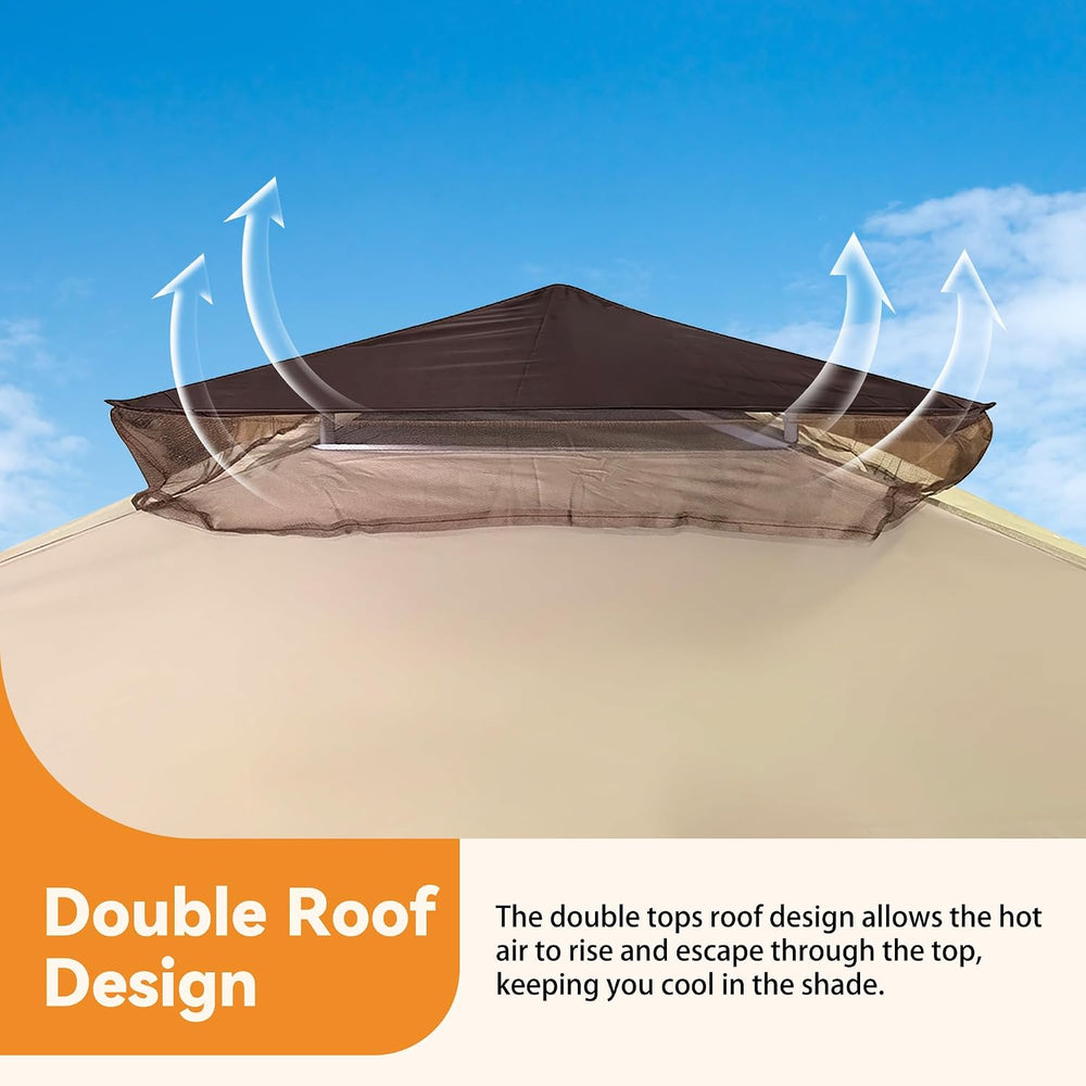 Covered Outdoor Pop Up Gazebo 11'x11' Canopy Tent, Outdoor Gazebo wit...