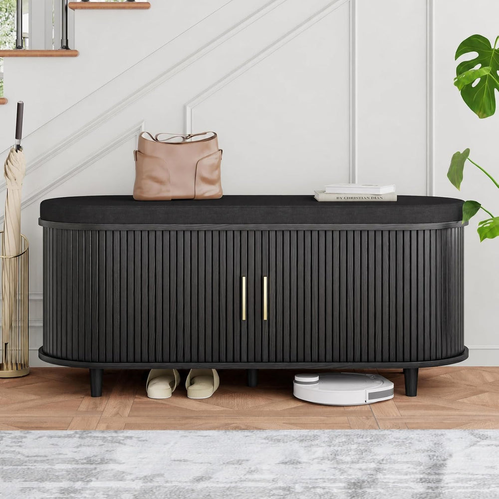 DHH 2-Tier Storage Bench,Wide Shoe Bench with Thickened Padded Seat Cushion, ...