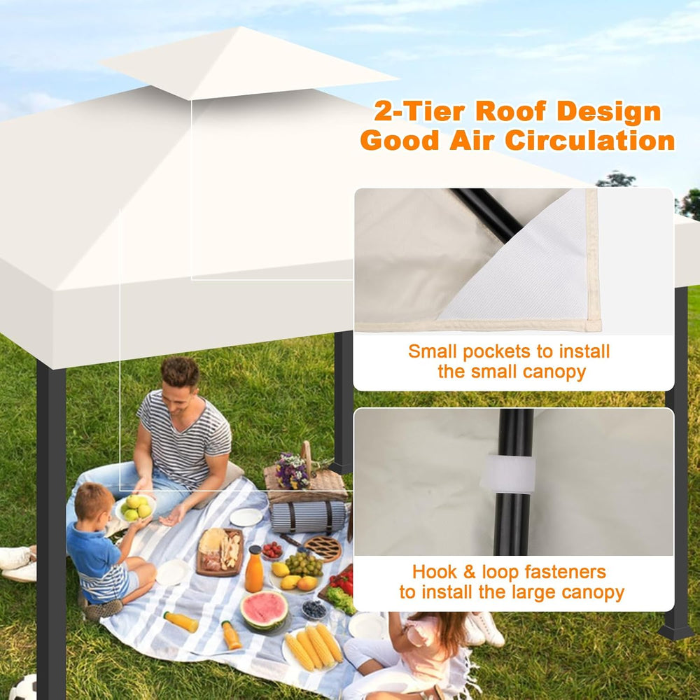 10x10 Gazebo Replacement Canopy, Double Tiered Canopy Cover Top with Ventilat...