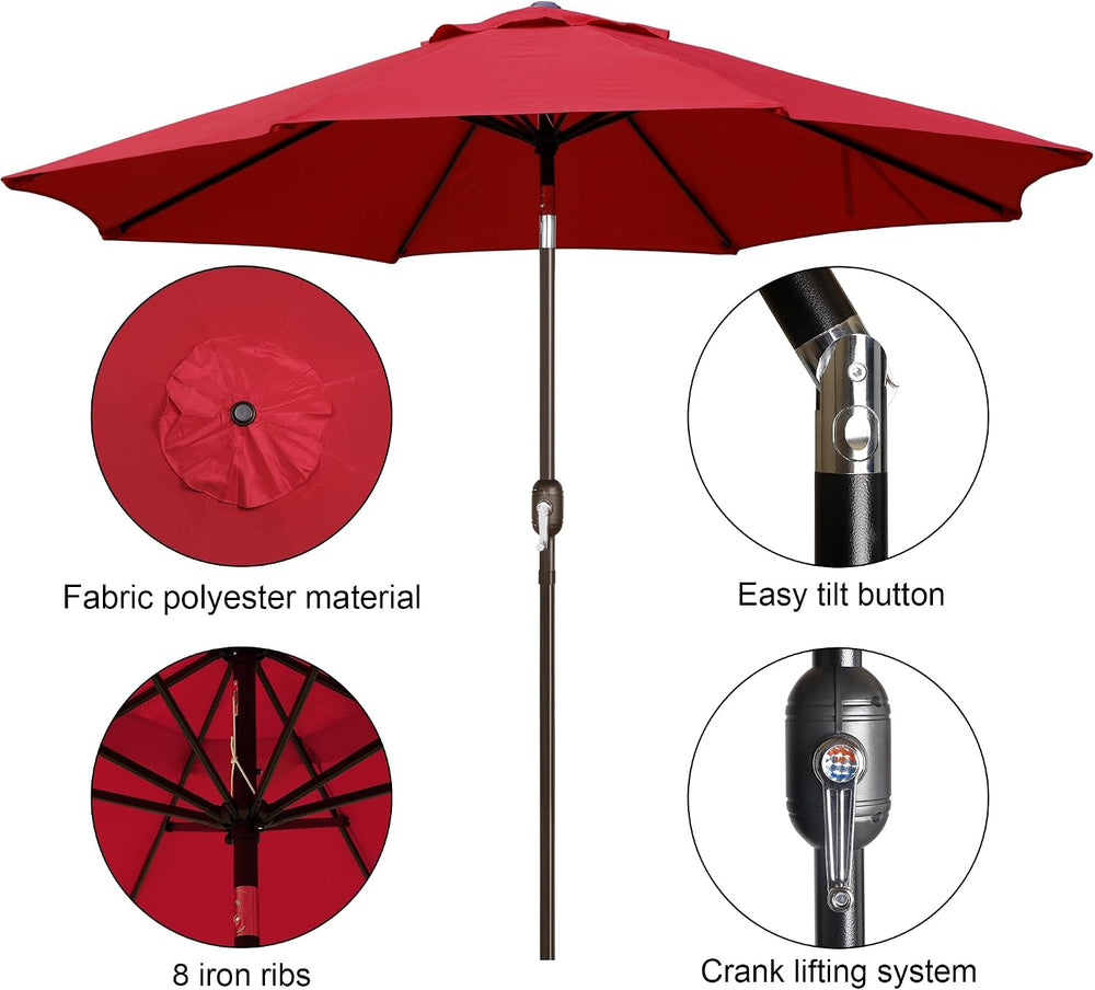 Blissun 9' Outdoor Patio Umbrella, Outdoor Table Umbrella, Yard Umbrella,...