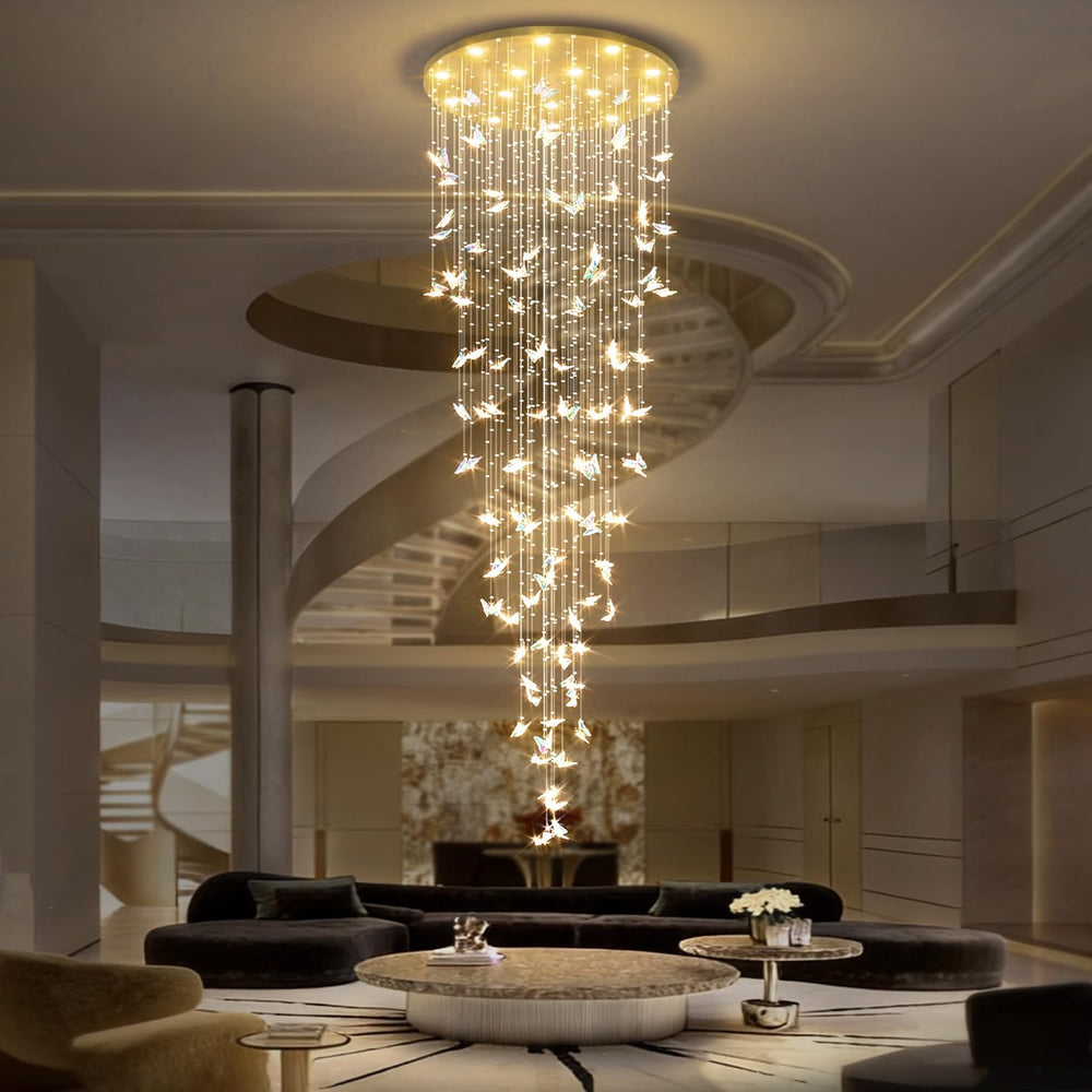 ykolupty H138 High Ceiling Chandelier - Modern Crystal Raindrop Large Chandel...