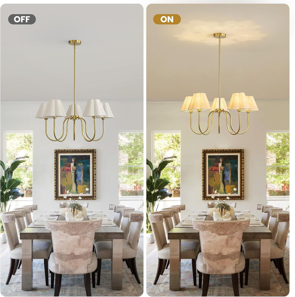 Brass Gold Chandeliers for Dining Room, 28"Light Adjustable Antique Mode...