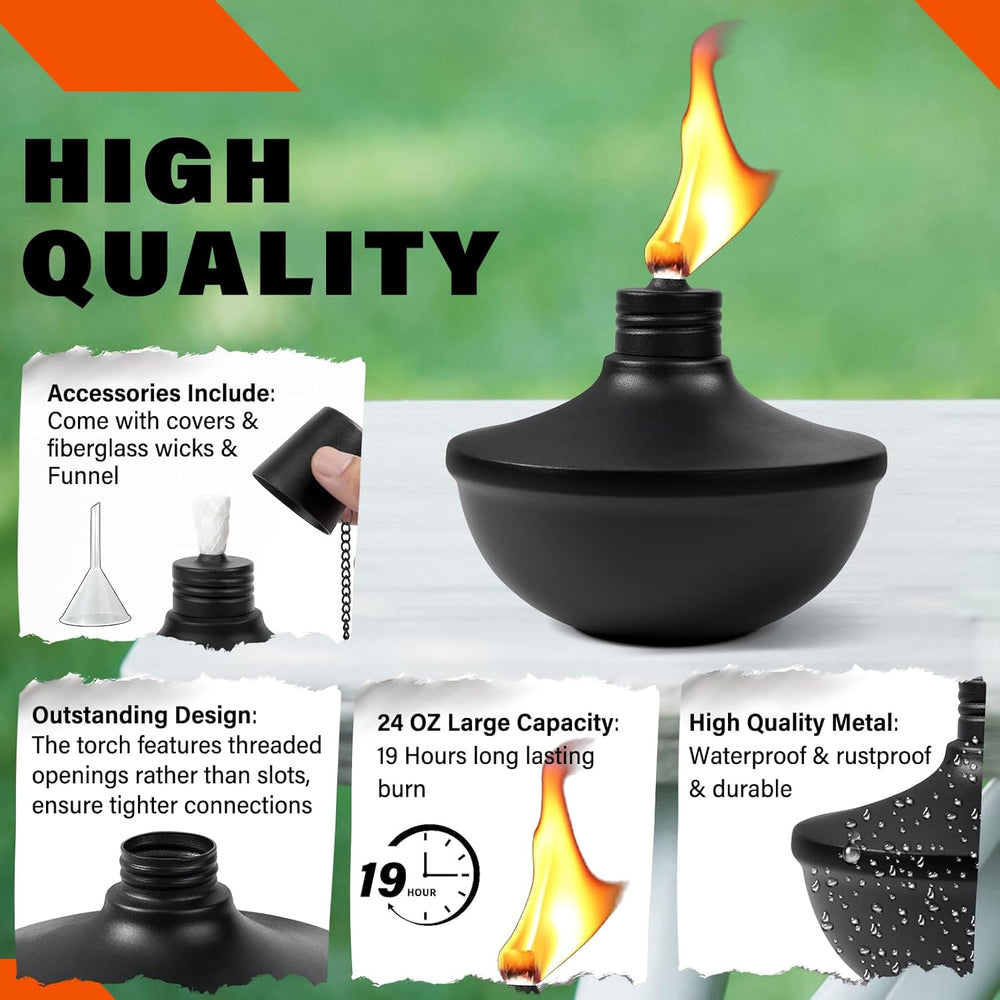 6-Pack Upgraded Tabletop Torches, 24 oz Citronella Torch Lights, Refillable T...