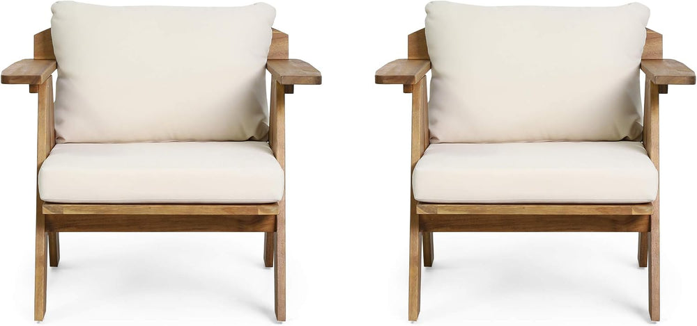Christopher Knight Home Arcola Outdoor Club Chair with Cushion - Acacia Wood ...