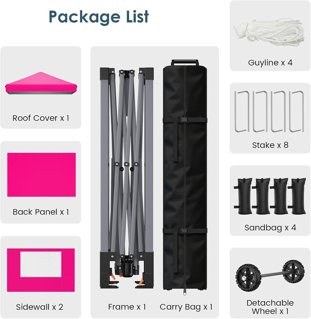 Raynesys 10x10ft Pop Up Canopy Tent with Sidewalls for Events, Parties