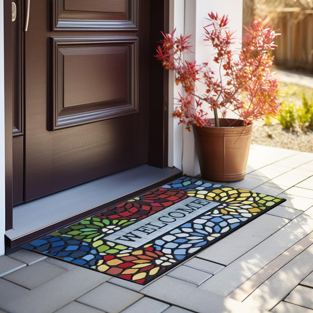 CHICHIC Colorful Welcome Mat, 18x 30 Inch Front Doormat for Home Entrance Out...