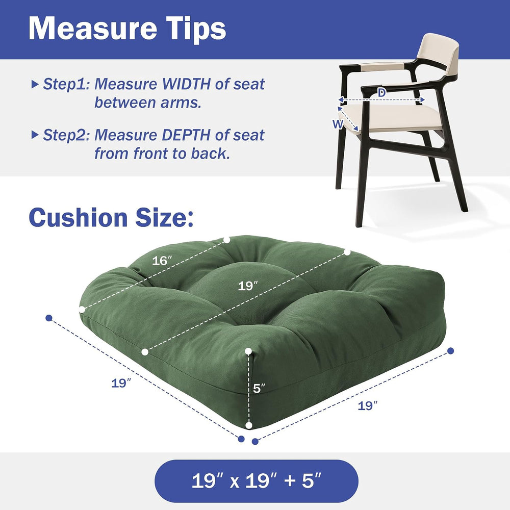 IPYNBAP Outdoor Chair Cushions Set of 4, Patio Chair Cushions with Ties, 19x1...