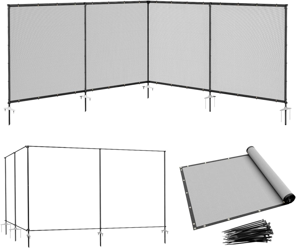 6' x 24' Gray Outdoor Privacy Screen Freestanding 240 GSM Privacy Fen...