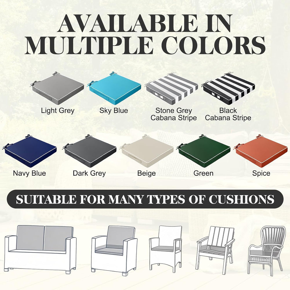 Leinuosen 4 Pcs Patio Chair Cushion Covers, 19" x 19" x 3",Bla...