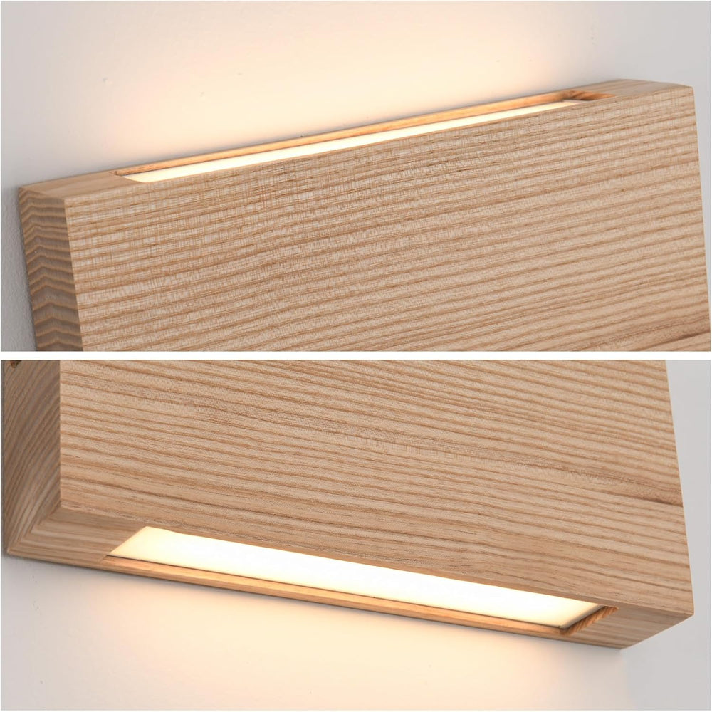 Wood Wall Sconce Indoor Wall Lights Hardwired 2 Pack Up and Down Wall Mount L...