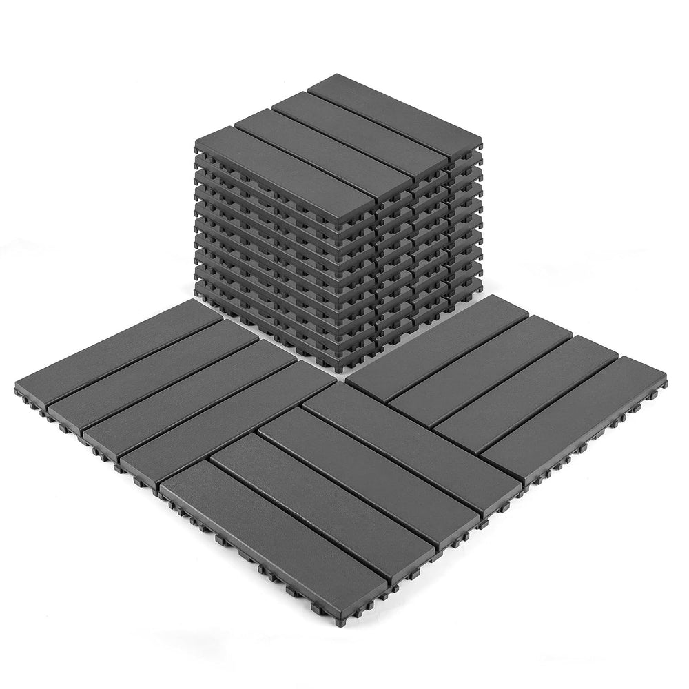 44 Pack Interlocking Deck Tiles, 12"x12" Waterproof Plastic Patio F...