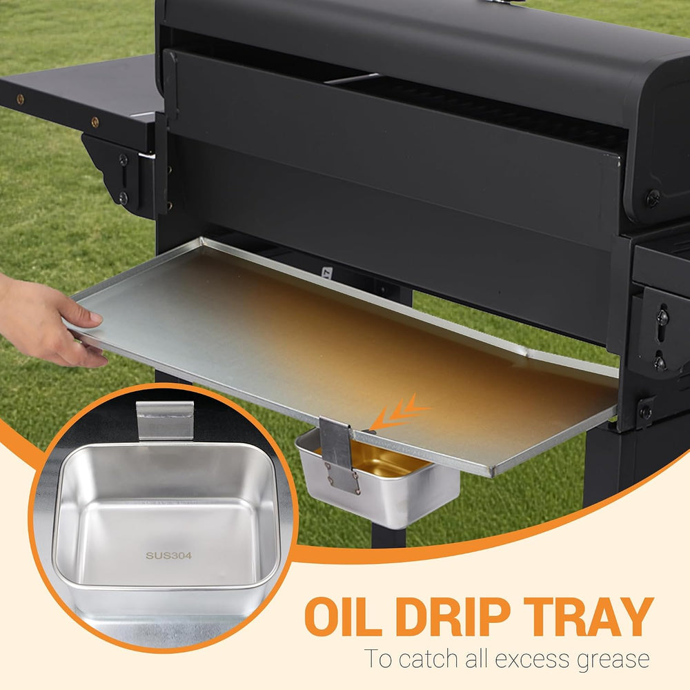 4-Burner Propane Gas Grill with Folding Side Tables