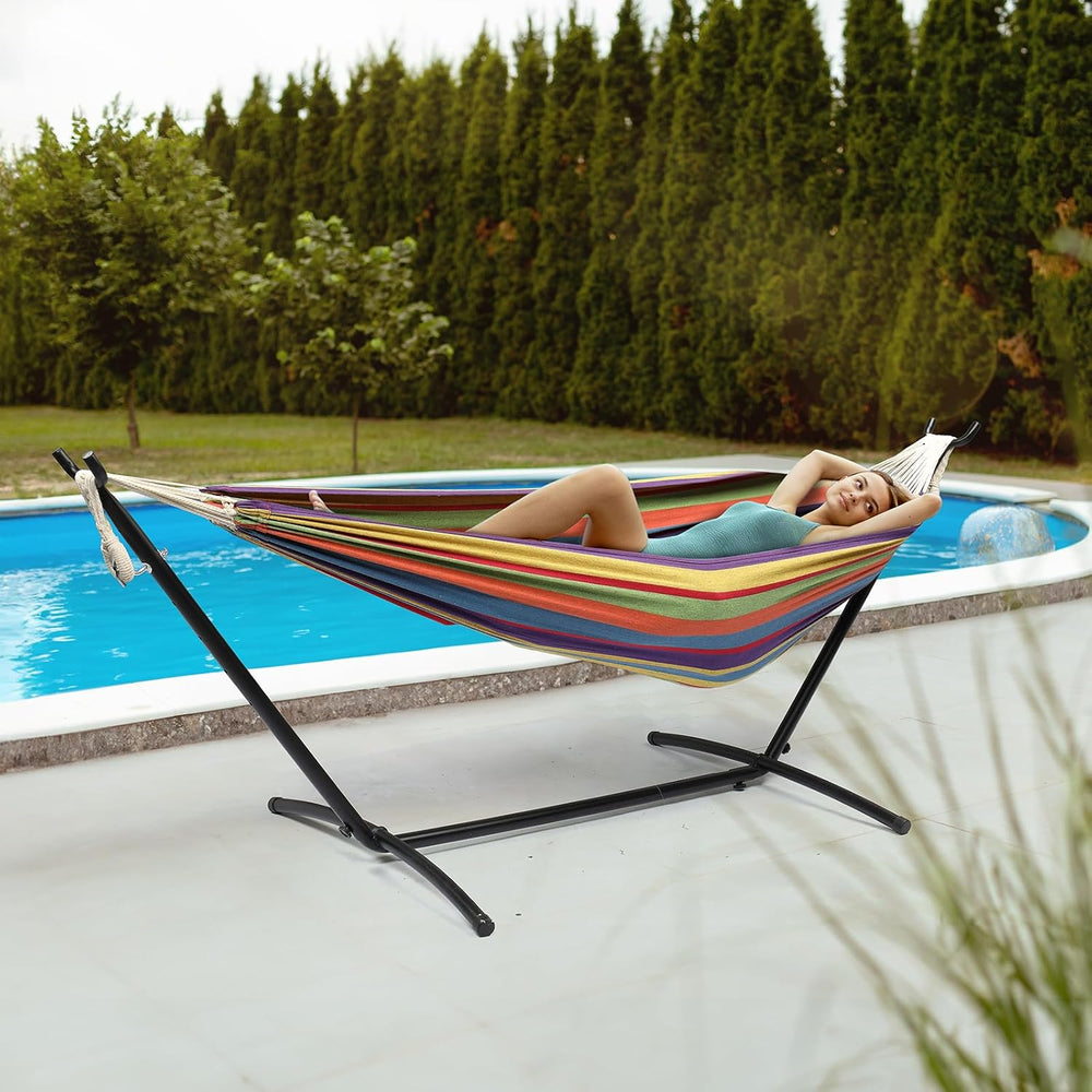 ONCLOUD Heavy Duty 550 LBS Double Hammock with Stand Included with Portable C...