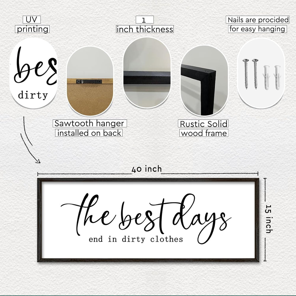 Laundry Room Wall Decor, 40"×15", Black