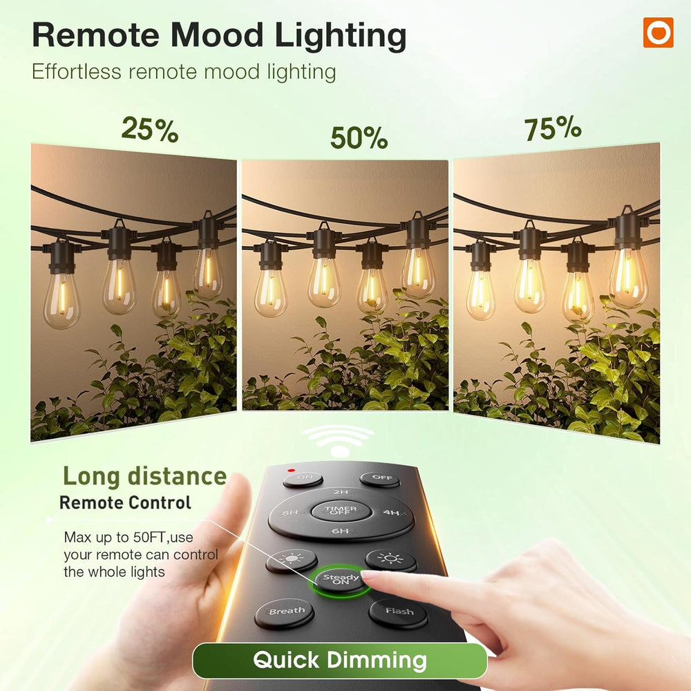 addlon 200FT Outdoor String Lights LED with Remote Dimmable Waterproof