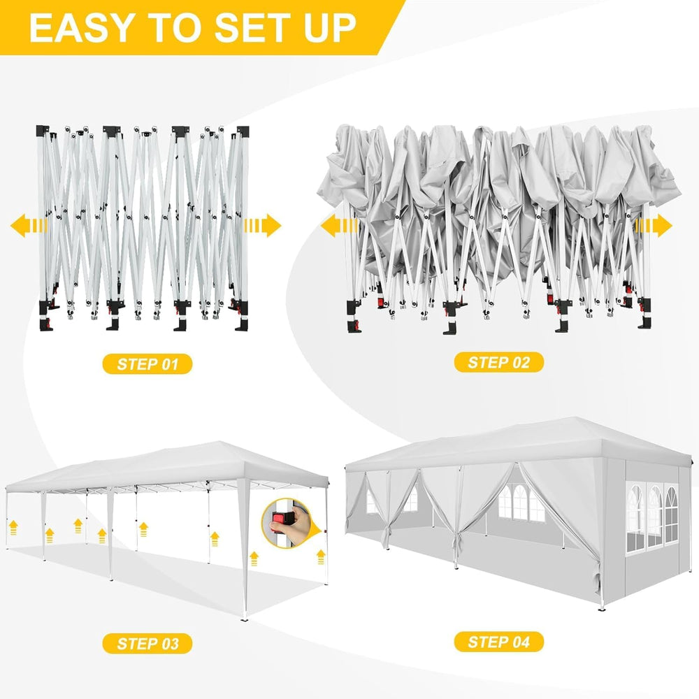 COBIZI Canopy 10x30 FT Party Tents for Parties with 8 Sidewalls, carpas para ...