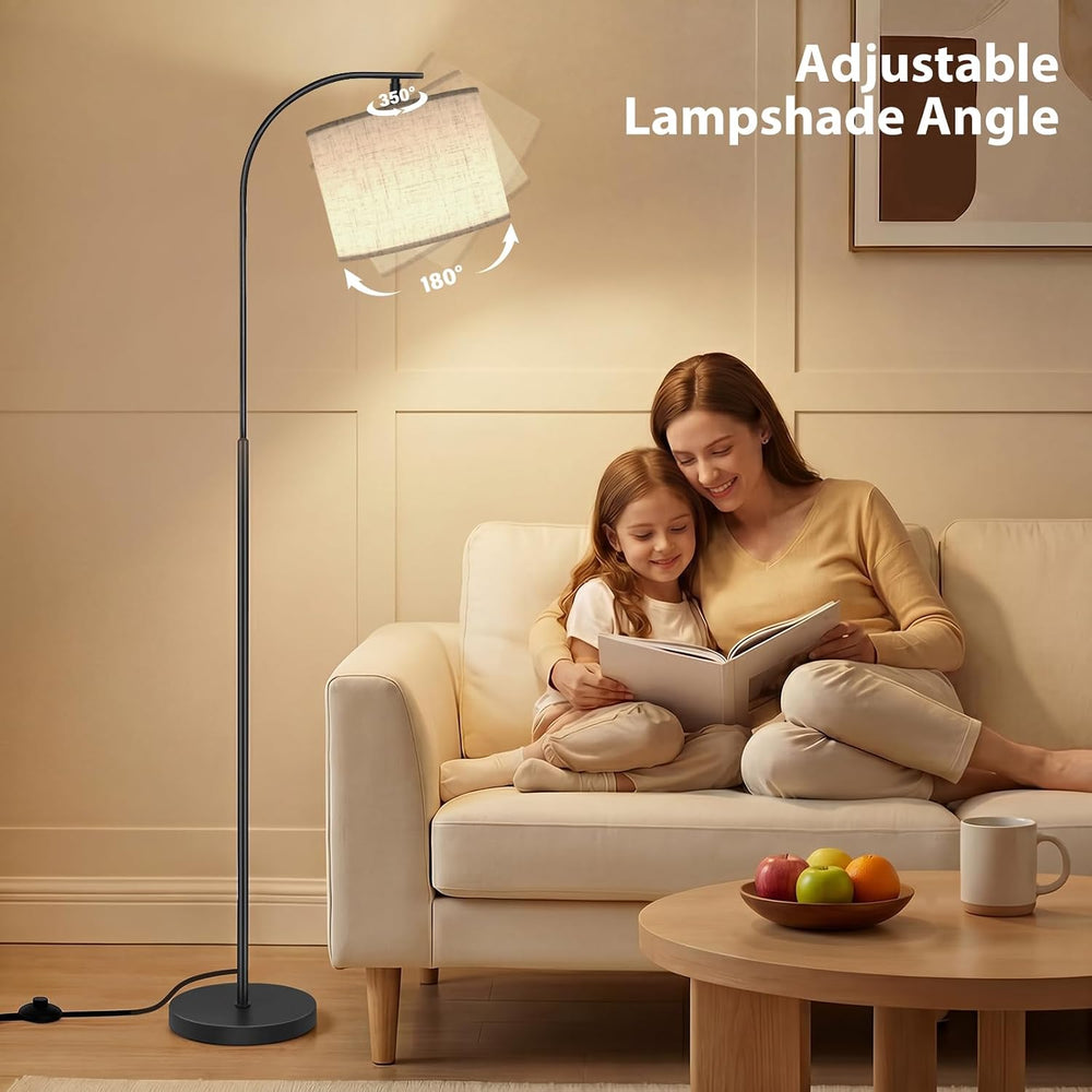 SIBRILLE Floor Lamp with Linen Shade, Arc Dimmable Tall Standing Lamp with Re...