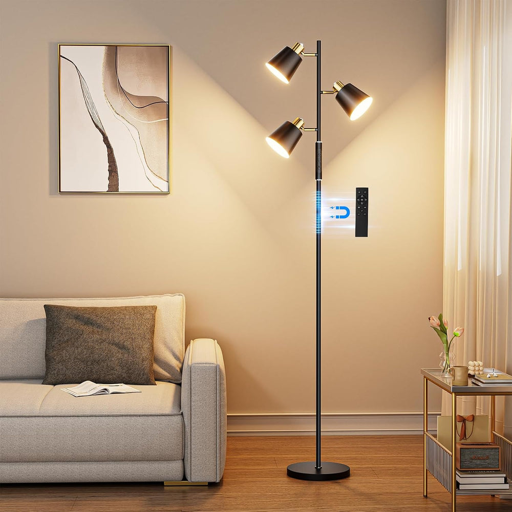 36W LED Tree Floor Lamp, 3 Rotatable Lights Standing Lamps for Living Room