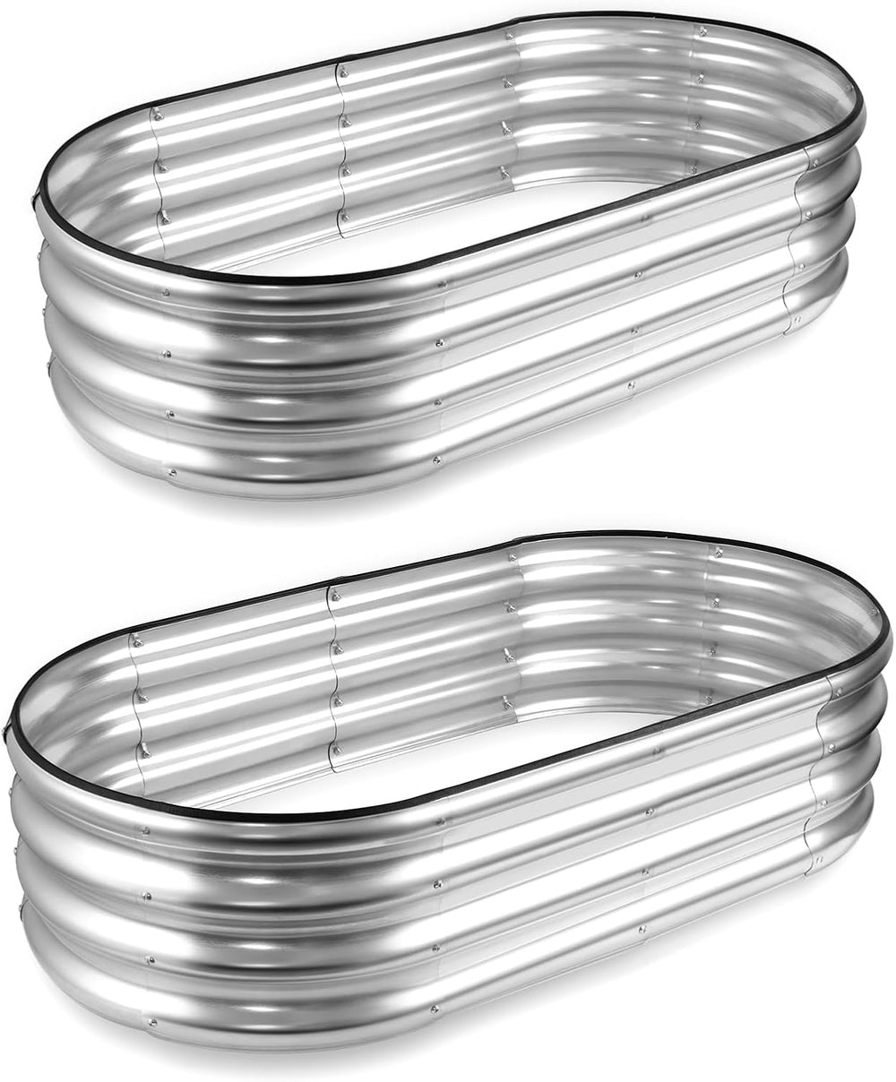 JERIA Raised Garden Bed,Galvanized Raised 2 Pcs 4×2×1ft Planter Boxes Outdoor...