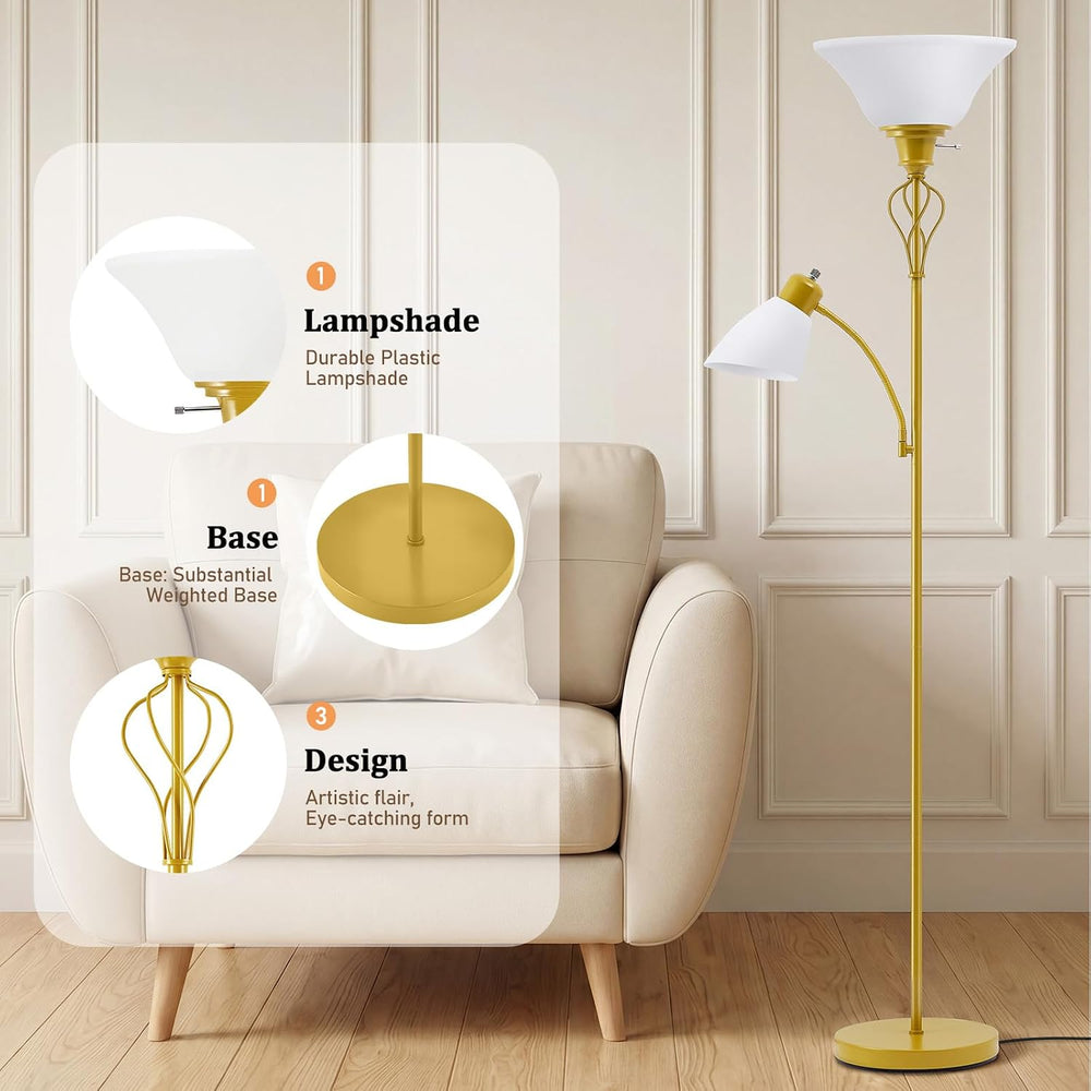 Floor Lamps for Living Room, 70" Tall Torchiere Floor Lamps, Plastic Shade