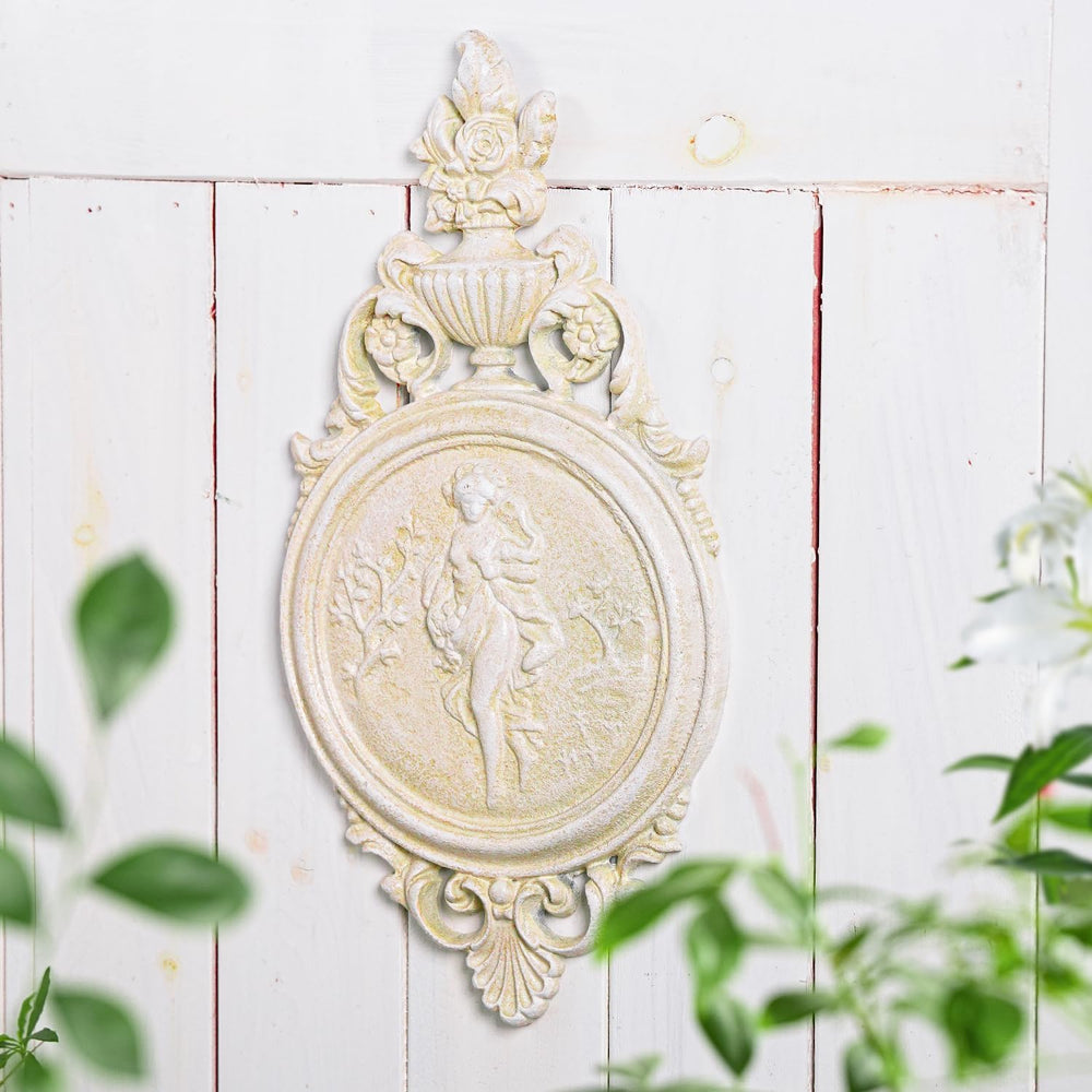 Sungmor White Cast Iron Wall Plaque - Classical Lady Relief in French Style