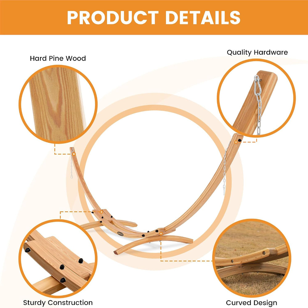 Lazy Daze 13 FT Hammocks Stand, Outdoor Arc Wood Hammock Stand