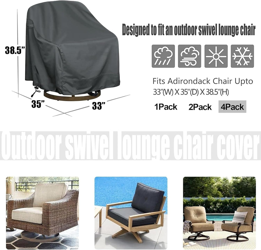 Outdoor Swivel Chair Cover 4 Pack Waterproof UV Heavy Duty 33x35x38