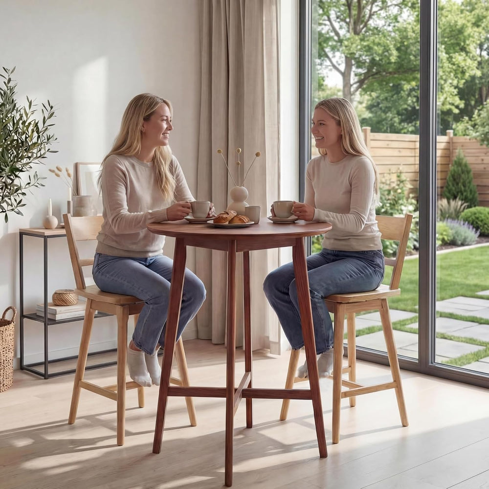 Ya-Home Swivel Counter Stools Set of 2, 24.5" Solid Wood Bar Stools with...
