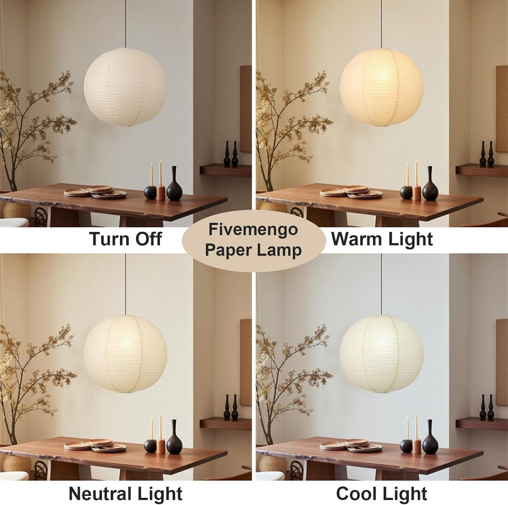 23.6in Paper Lanterns Plug in Hanging Lamp Off-White 19.7FT Cord